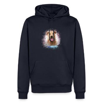 Sloughi, chien, graffiti, rose, peinture - Sweat à capuche Premium bio Homme - bleu marine - Devant - Nico (187cm)