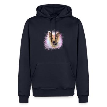 Chinook, chien, graffiti, beige, peinture, lévrier - Sweat à capuche Premium bio Homme - bleu marine - Devant - Nico (187cm)