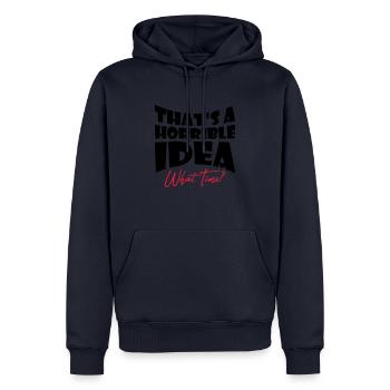 C’est une idée horrible - Sweat à capuche Premium bio Homme - bleu marine - Devant - Nico (187cm)