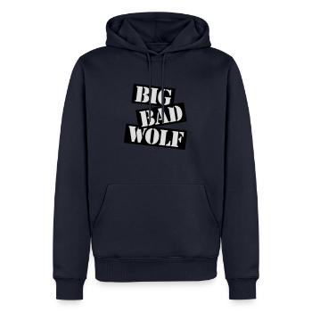 Citation du Grand Méchant Loup - Sweat à capuche Premium bio Homme - bleu marine - Devant - Nico (187cm)