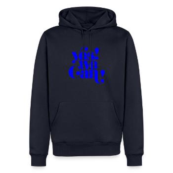 Yes We Can, Citation de la déclaration de motivation - Sweat à capuche Premium bio Homme - bleu marine - Devant - Nico (187cm)