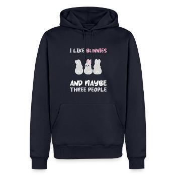 J’aime les lapins et peut-être 3 personnes introverties - Sweat à capuche Premium bio Homme - bleu marine - Devant - Nico (187cm)