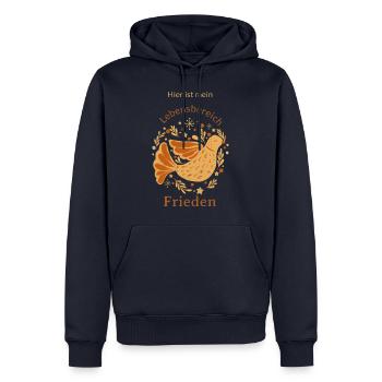 Hier ist mein Lebensbereich Frieden - Männer Premium Bio Hoodie - Navy - Vorne - Nico (187cm)