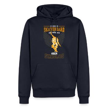 Skater Skateboard orange Leben sinnlos Geschenk - Männer Premium Bio Hoodie - Navy - Vorne - Nico (187cm)
