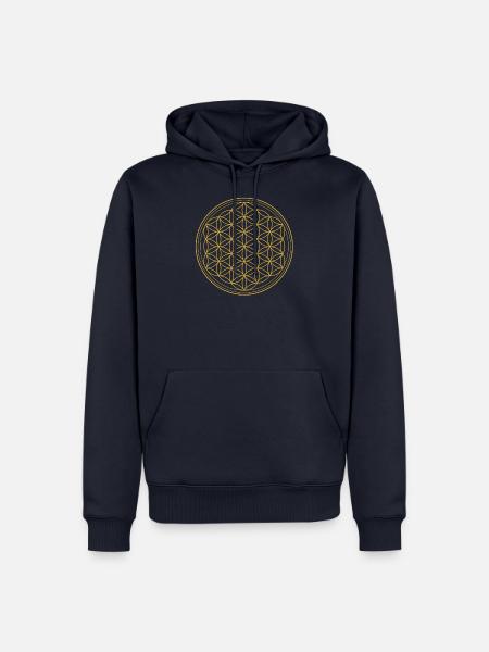 Blume des Lebens in gold - Männer Premium Bio Hoodie - Navy