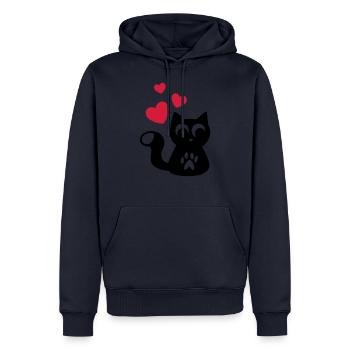 Mignon Chat Mignon - Cute adorable cat - Sweat à capuche Premium bio Homme - bleu marine - Devant - Nico (187cm)