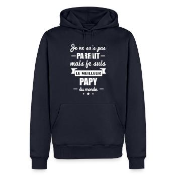 pas parfait meilleur papy du monde,cadeau papi - Sweat à capuche Premium bio Homme - bleu marine - Devant - Nico (187cm)