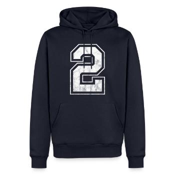 Numéro 2 - Sweat à capuche Premium bio Homme - bleu marine - Devant - Nico (187cm)