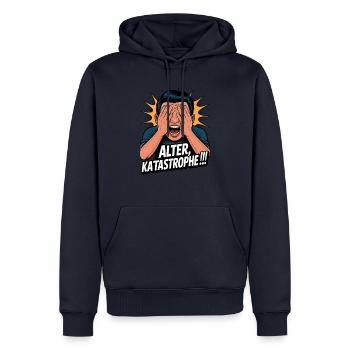 Alter Katastrophe Lustiger Spruch Meme - Männer Premium Bio Hoodie - Navy - Vorne - Nico (187cm)