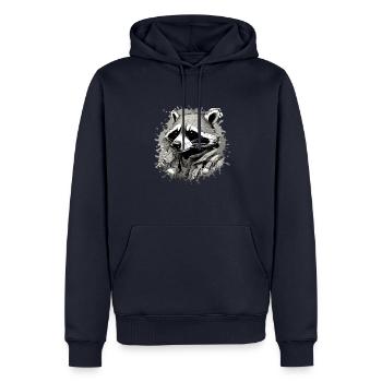 raccoon,graffiti,grey, watercolour,urban - Men’s Premium Organic Hoodie - navy - Front - Nico (187cm)
