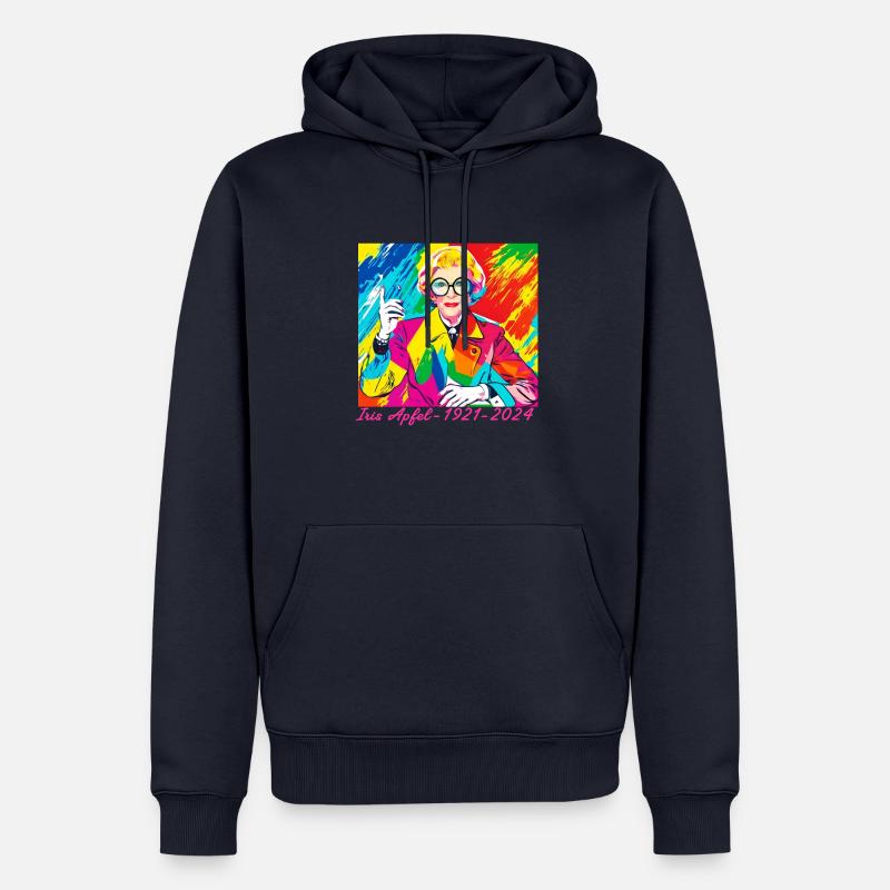 Illustration, bunt, Graffiti, Iris Apfel - Männer Premium Bio Hoodie - Navy
