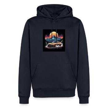JDM Sportcar tuning Driftcar Voiture Cadeau PS - Sweat à capuche Premium bio Homme - bleu marine - Devant - Nico (187cm)