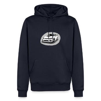 JDM Sportcar tuning Driftcar Voiture Cadeau PS - Sweat à capuche Premium bio Homme - bleu marine - Devant - Nico (187cm)