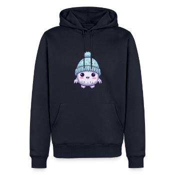 Erkältung Winter Virus Comic - Männer Premium Bio Hoodie - Navy - Vorne - Nico (187cm)