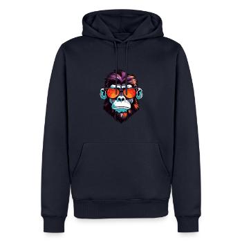 Affe Kopf Porträt Cool - Männer Premium Bio Hoodie - Navy - Vorne - Nico (187cm)