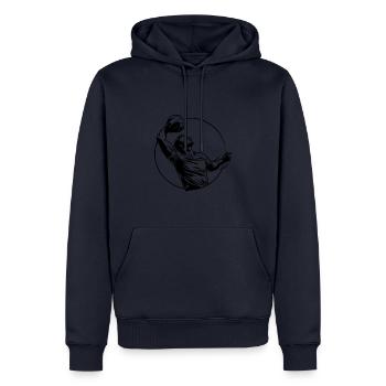 Sports de volley-ball - Sweat à capuche Premium bio Homme - bleu marine - Devant - Nico (187cm)