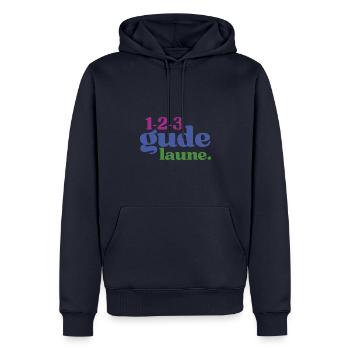 123 Gude Laune - Spruchmotiv für gute Laune - Männer Premium Bio Hoodie - Navy - Vorne - Nico (187cm)