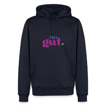 Entspannte Vibes für Gelassene & Gechillte. Na gut - Männer Premium Bio Hoodie - Navy - Vorne - Nico (187cm)
