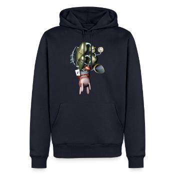 Distributeur de lait - distributeur de lait - tire-lait - Sweat à capuche Premium bio Homme - bleu marine - Devant - Nico (187cm)