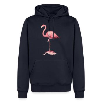 Flamingo Ms. Majestic Flamazing Trend Gift - Felpa con cappuccio ecologica premium da uomo - blu navy - Fronte - Nico (187cm)