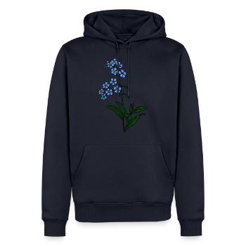 Vergissmeinnicht blau - Männer Premium Bio Hoodie - Navy - Vorne - Nico (187cm)