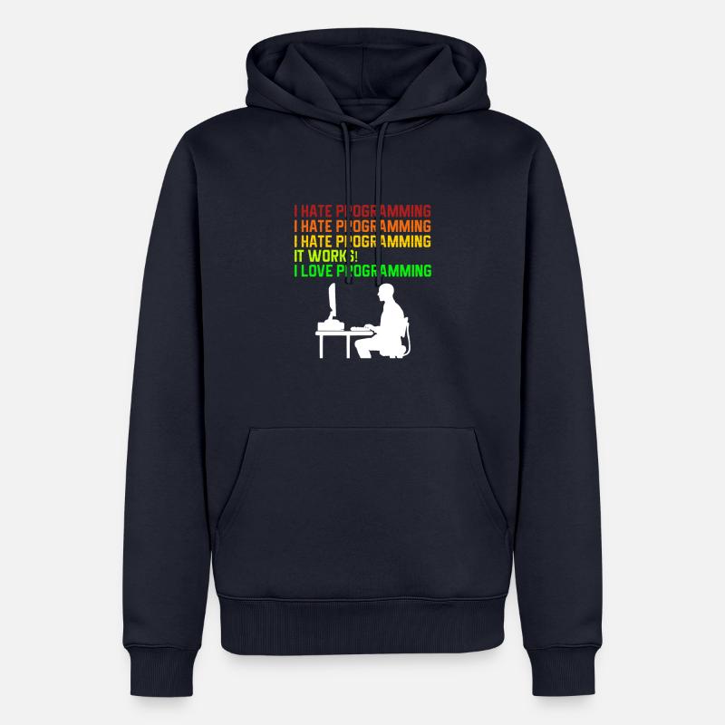I hate programming - Männer Premium Bio Hoodie - Navy