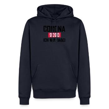 Corona 2020 ich war dabei - Männer Premium Bio Hoodie - Navy - Vorne - Nico (187cm)