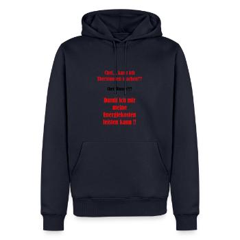 Teuere Energie, kann ich Überstunden machen? - Männer Premium Bio Hoodie - Navy - Vorne - Nico (187cm)