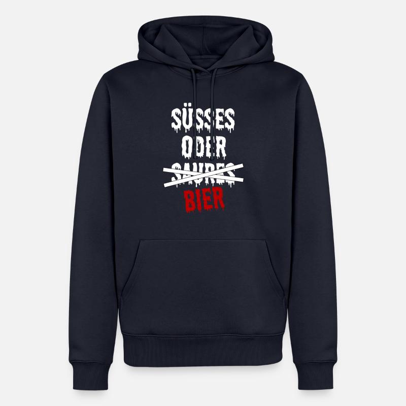SÜßES ODER BIER - Männer Premium Bio Hoodie - Navy