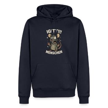 Beurk, les gens, je déteste les gens, Sarcasme, Ironie - Sweat à capuche Premium bio Homme - bleu marine - Devant - Nico (187cm)