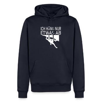 Bouldern Klettern - Männer Premium Bio Hoodie - Navy - Vorne - Nico (187cm)