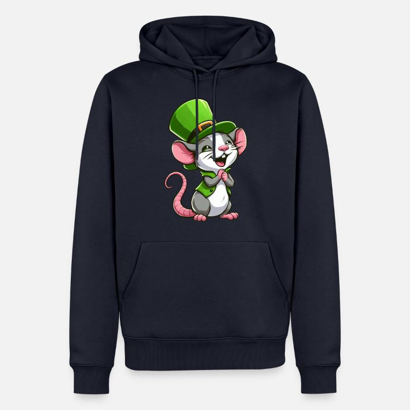 Rat mignon de la Saint-Patrick - Sweat à capuche Premium bio Homme - bleu marine