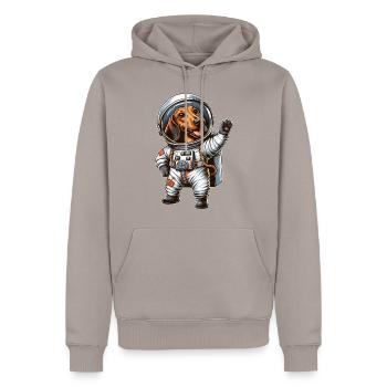Dackel Astronaut Weltraum Science Fiction - Männer Premium Bio Hoodie - Taupe - Vorne - Nico (187cm)