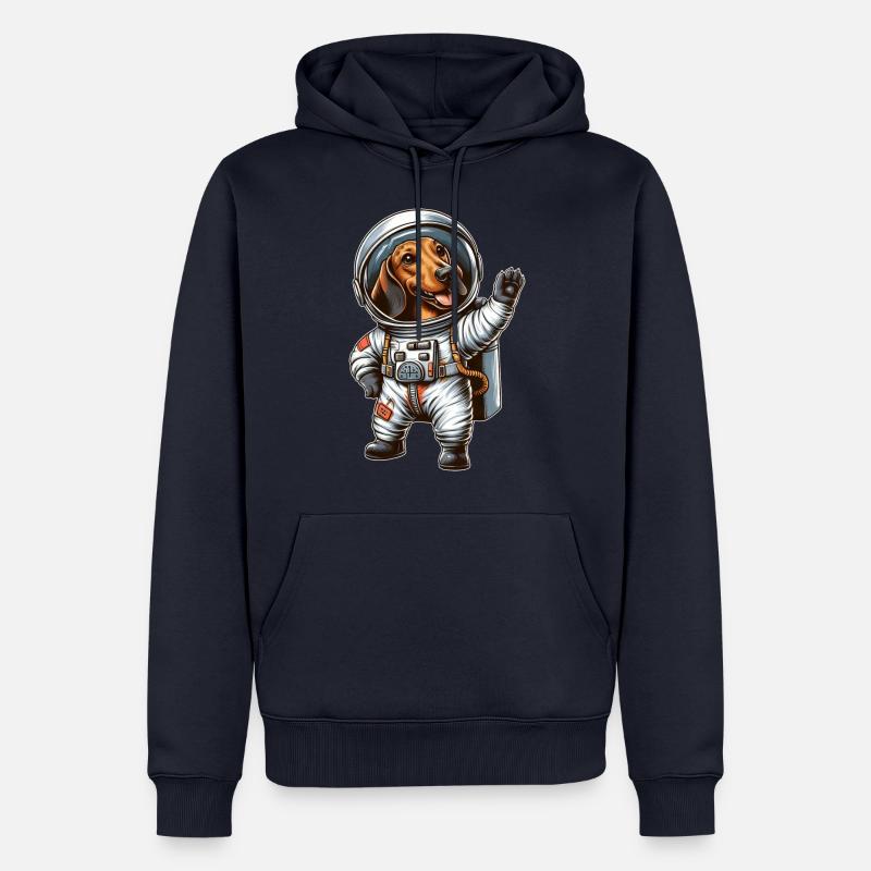 Teckel, astronaute, espace, science-fiction - Sweat à capuche Premium bio Homme - bleu marine