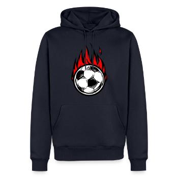 Le football brûle le feu - Sweat à capuche Premium bio Homme - bleu marine - Devant - Nico (187cm)