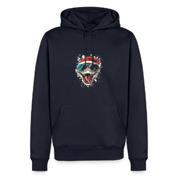 Serpent Cobra Noël Drôle - Sweat à capuche Premium bio Homme - bleu marine - Devant - Nico (187cm)