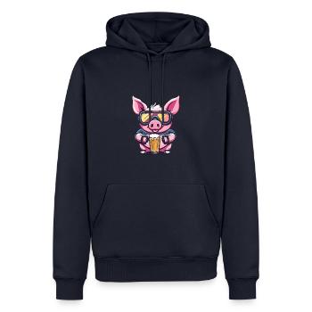 Bière de porc après-ski - Sweat à capuche Premium bio Homme - bleu marine - Devant - Nico (187cm)