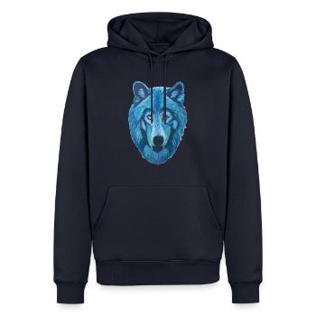 tête de loup épique à fourrure bleue - Sweat à capuche Premium bio Homme - bleu marine - Devant - Nico (187cm)