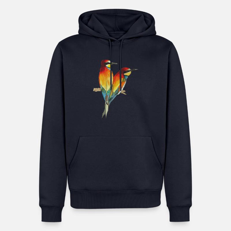 Guêpiers Oiseaux Oiseau de paradis Merops apiaster - Sweat à capuche Premium bio Homme - bleu marine