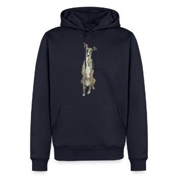 Lévrier Lévrier Chien Amour Chien Sport Doglove - Sweat à capuche Premium bio Homme - bleu marine - Devant - Nico (187cm)