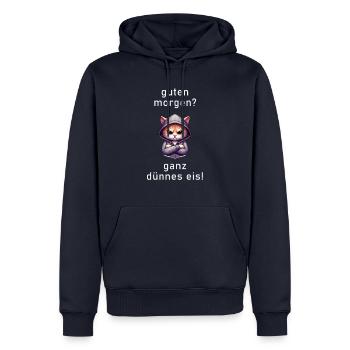 Ganz dünnes Eis mit Polygon Katze - Männer Premium Bio Hoodie - Navy - Vorne - Nico (187cm)
