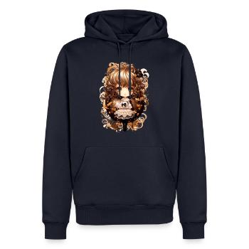 Dollie Pâques - Sweat à capuche Premium bio Homme - bleu marine - Devant - Nico (187cm)