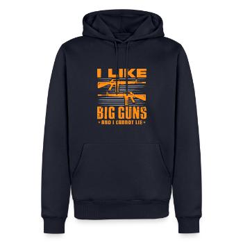 I like big guns and I cannot lie Design - Männer Premium Bio Hoodie - Navy - Vorne - Nico (187cm)