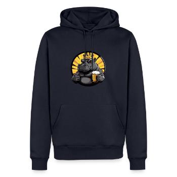 Bière Hippo - Sweat à capuche Premium bio Homme - bleu marine - Devant - Nico (187cm)