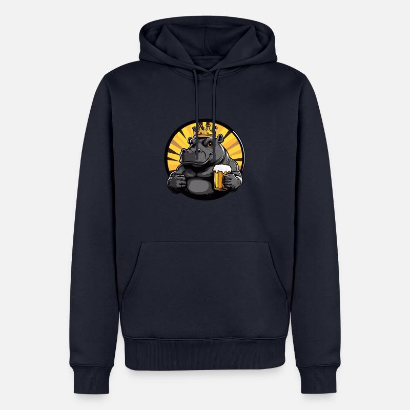 Nilpferd Bier - Männer Premium Bio Hoodie - Navy