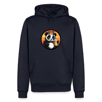 Panda Bier - Männer Premium Bio Hoodie - Navy - Vorne - Nico (187cm)