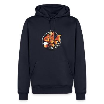 Goldfisch Bier - Männer Premium Bio Hoodie - Navy - Vorne - Nico (187cm)
