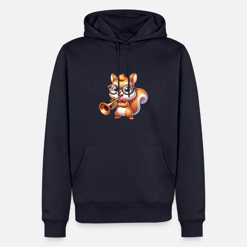 Niedliches Eichhörnchen Mit Trompete - Männer Premium Bio Hoodie - Navy