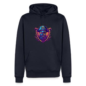 Crâne de pirate - Sweat à capuche Premium bio Homme - bleu marine - Devant - Nico (187cm)