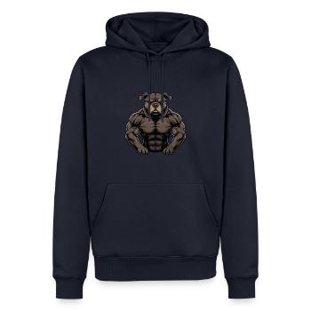 Staffordshire Bull Terrier Chien Muscles Fitness - Sweat à capuche Premium bio Homme - bleu marine - Devant - Nico (187cm)